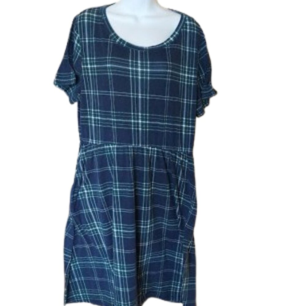 Blue Plaid Dress Fits XL